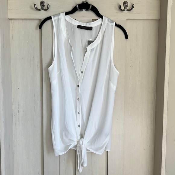 NWT white sheet sleeveless button down top